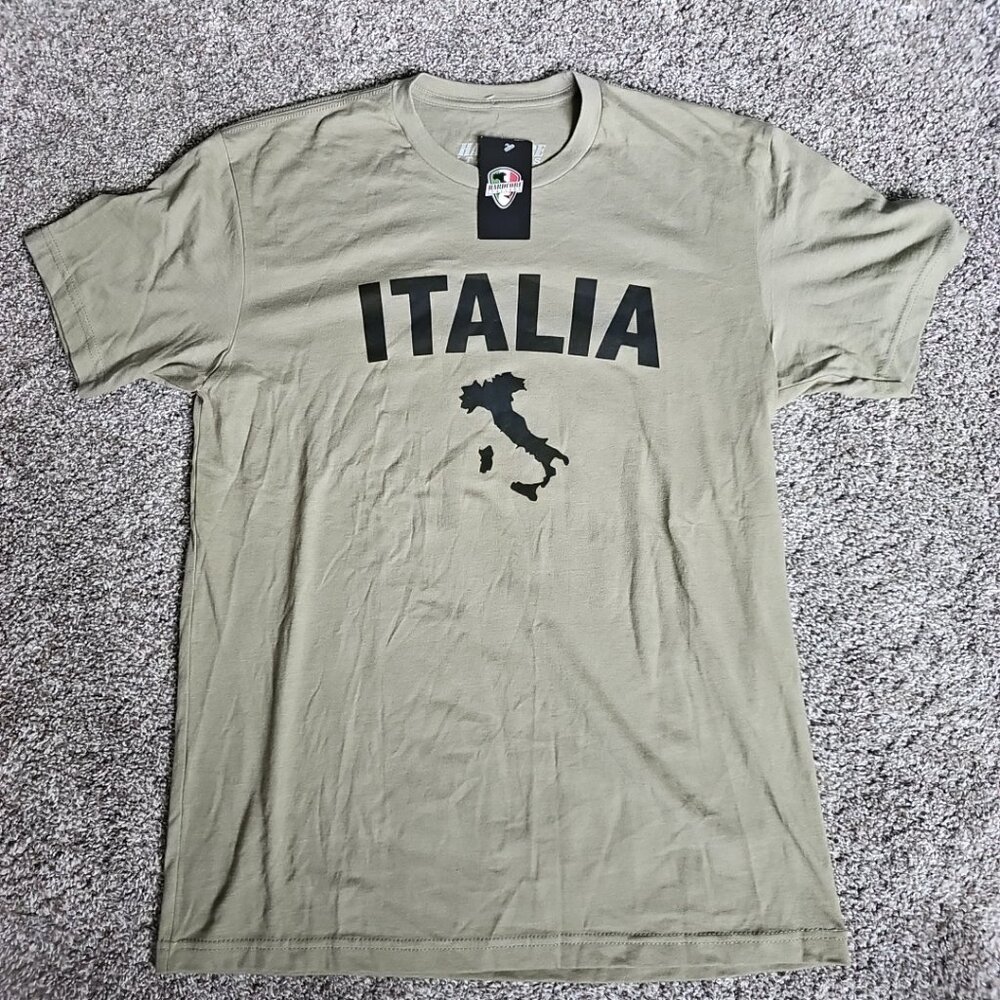 NWT Hardcore Italians Olive Green Size Medium Short Sleeve Double Sided Shirt